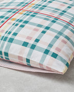 Geo Plaid Cotton 2 pcs Pillowcase 50x70 cm Green - Pink (view 4)