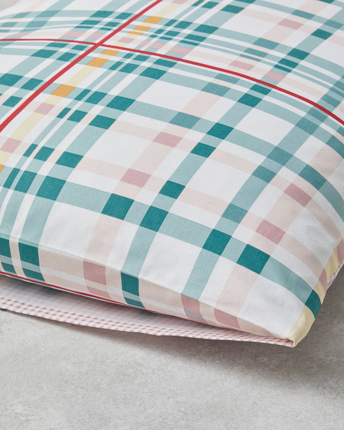 Geo Plaid Cotton 2 pcs Pillowcase 50x70 cm Green - Pink (view 4)