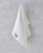 Rossy Cotton Embossing Embroidered Face Towel 50x80 cm Ecru
