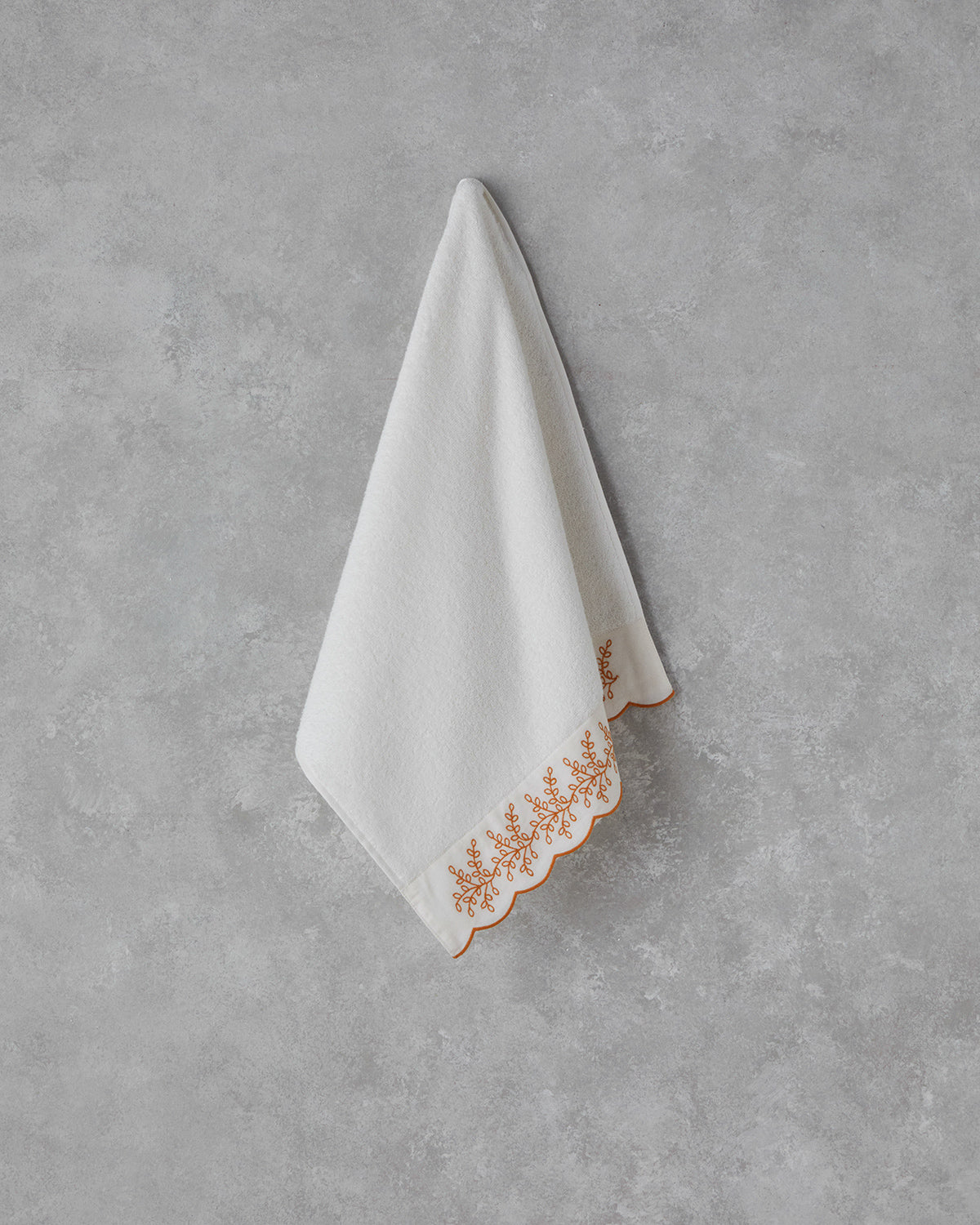 Cotton Brode Face Towel 50x80 cm - Ecru - Yellow