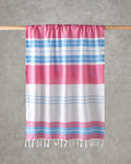 Dolly Regenerated Striped Bath Wrap 90x150 cm Fuchsia - Blue