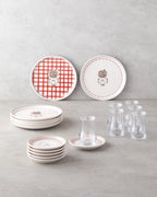 Clara Ceramic Cake Set 18 Pieces, 6 Servings Colored