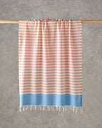 Candy Regenerated Striped Bath Wrap 90x150 cm Orange - Light Blue