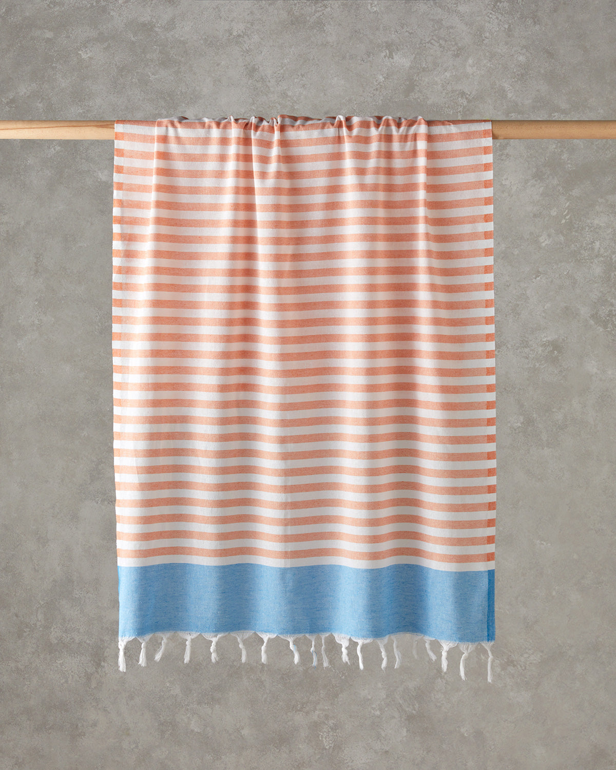 Candy Regenerated Striped Bath Wrap 90x150 cm Orange - Light Blue