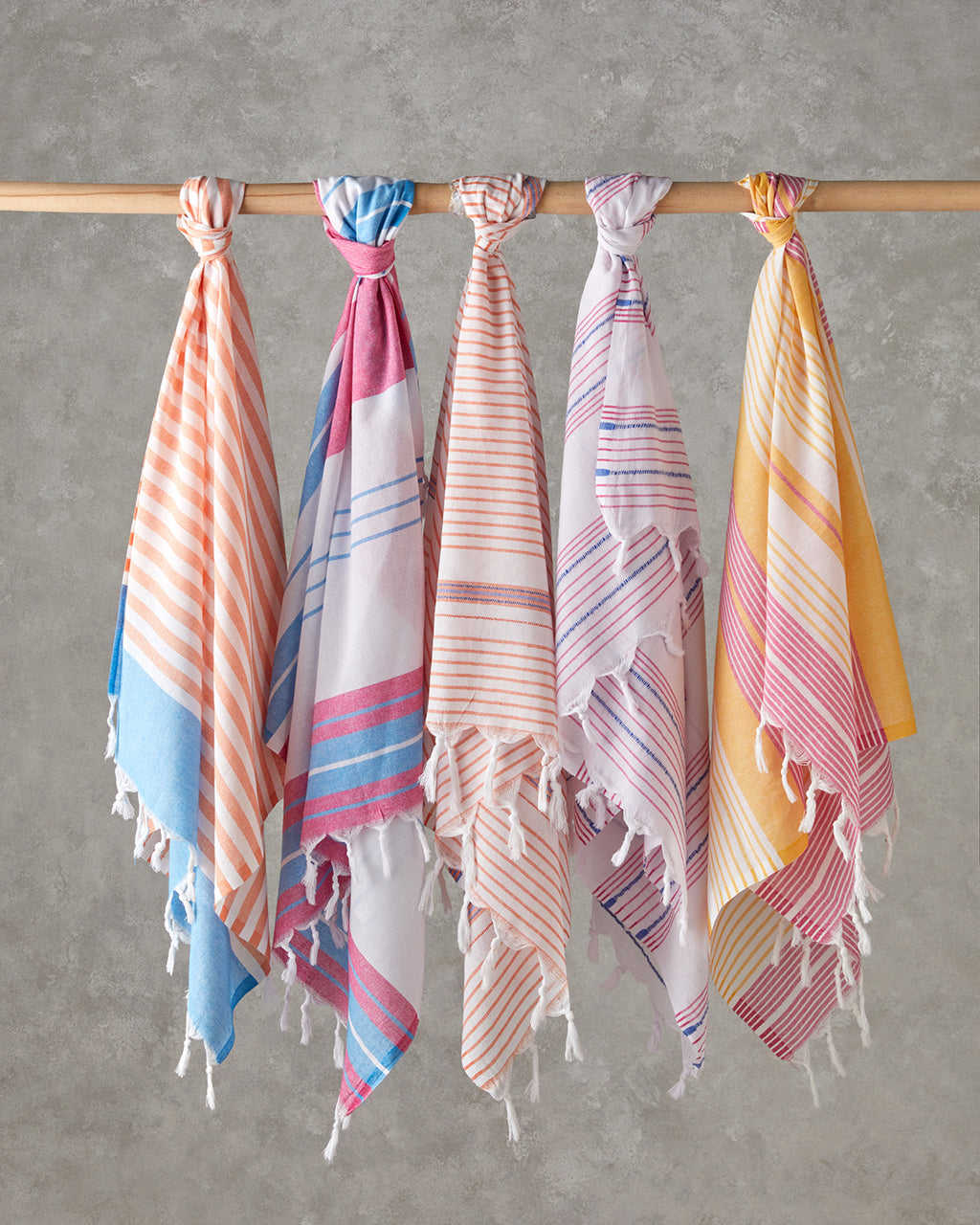 Candy Regenerated Striped Bath Wrap 90x150 cm Orange - Light Blue (view 3)