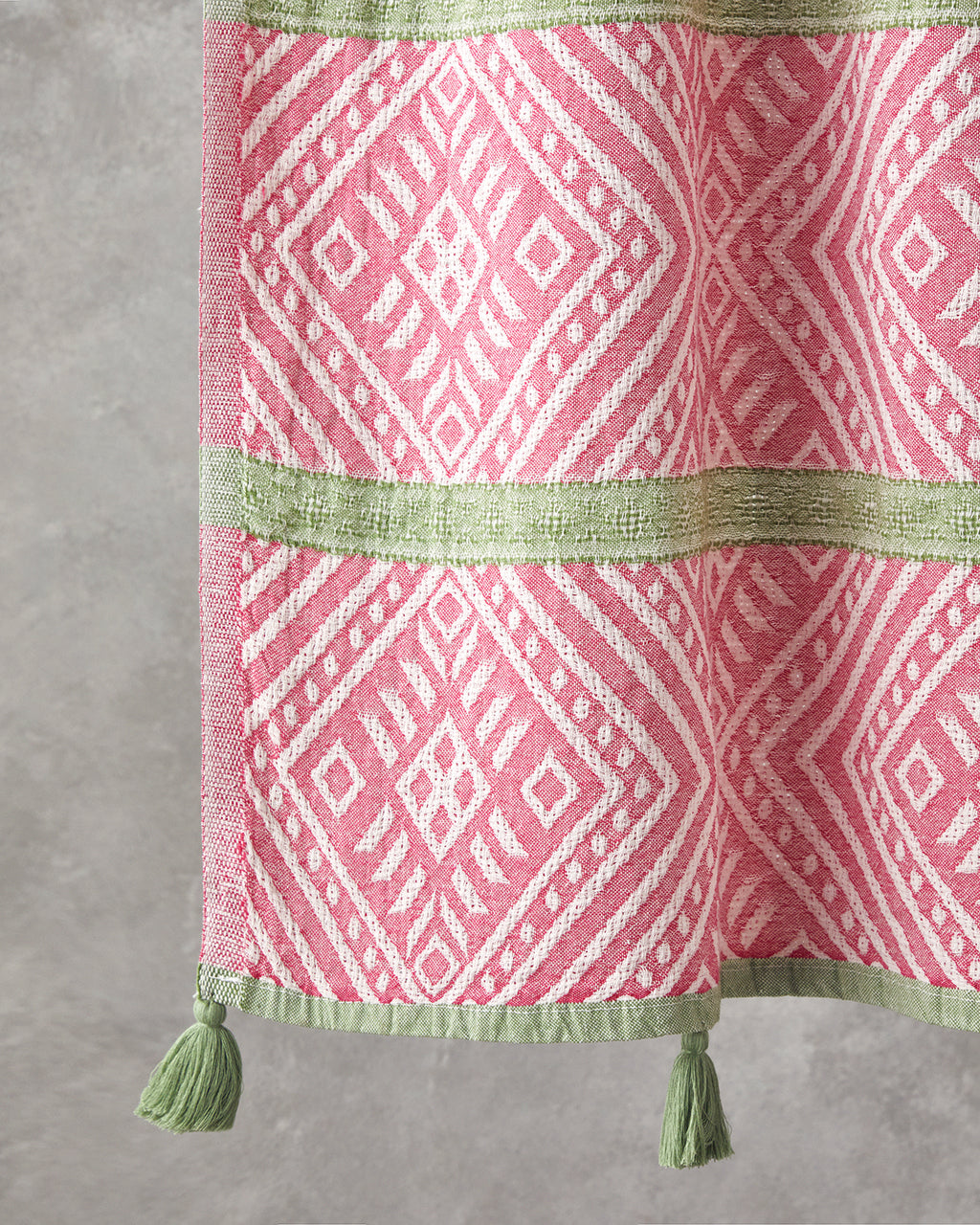 Crispy Cotton Fringed Bath Wrap 90x150 cm Pink - Green (view 2)