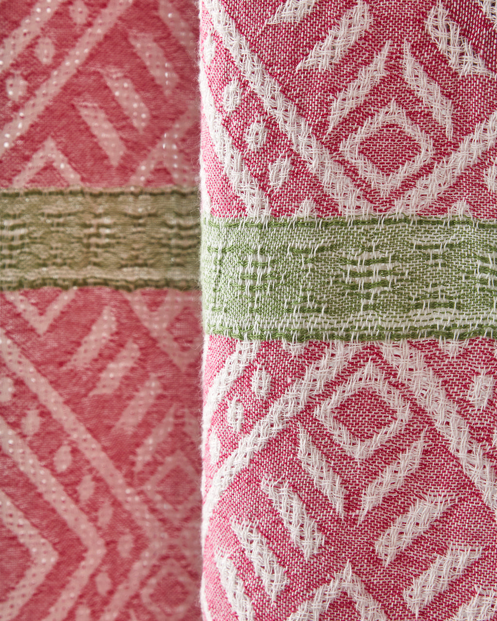Crispy Cotton Fringed Bath Wrap 90x150 cm Pink - Green (view 3)