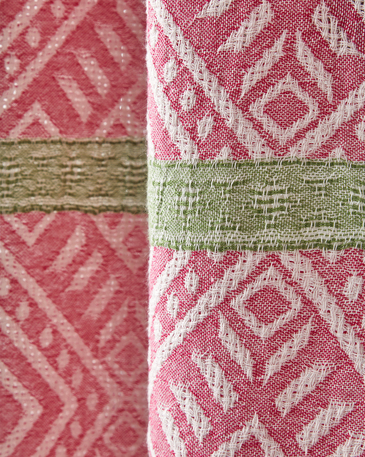 Crispy Cotton Fringed Bath Wrap 90x150 cm Pink - Green (view 3)