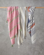 Crispy Cotton Fringed Bath Wrap 90x150 cm Pink - Green (view 4)
