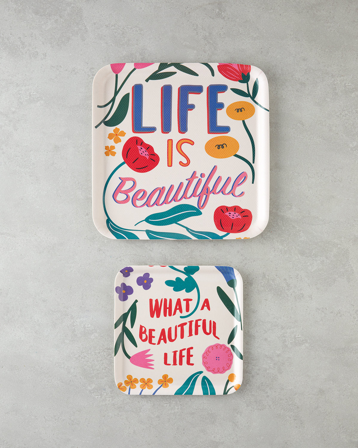 Rosy Life Melamine 2 pcs Tray 33-24 cm Colored