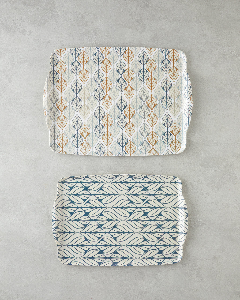Cosy Stripe Melamine 2 pcs Tray 42x31 cm + 25x38 cm Blue