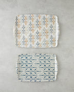 Cosy Stripe Melamine 2 pcs Tray 42x31 cm + 25x38 cm Blue
