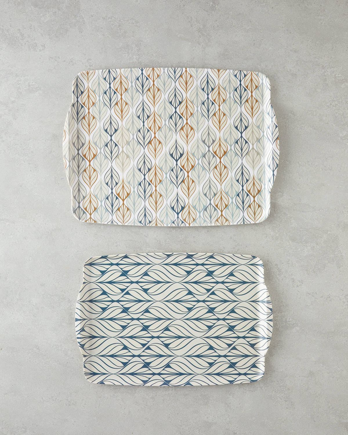 Cosy Stripe Melamine 2 pcs Tray 42x31 cm + 25x38 cm Blue