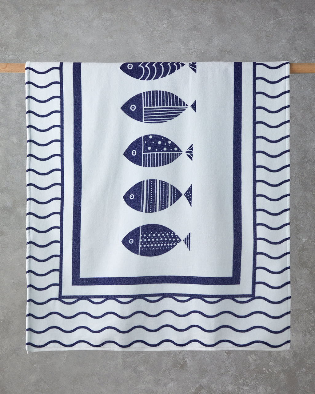 Cotton Beach Towel 90x150 cm Ecru - Navy Blue