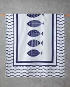 Cotton Beach Towel 90x150 cm Ecru - Navy Blue