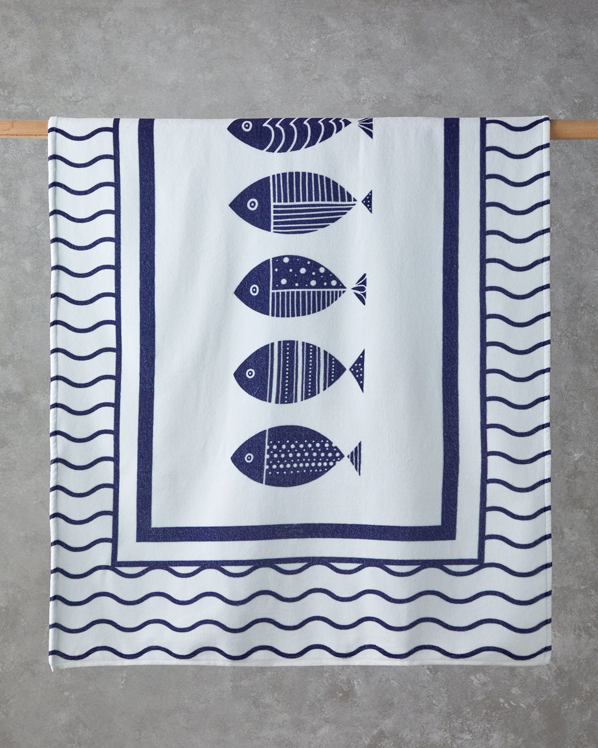 Cotton Beach Towel 90x150 cm Ecru - Navy Blue