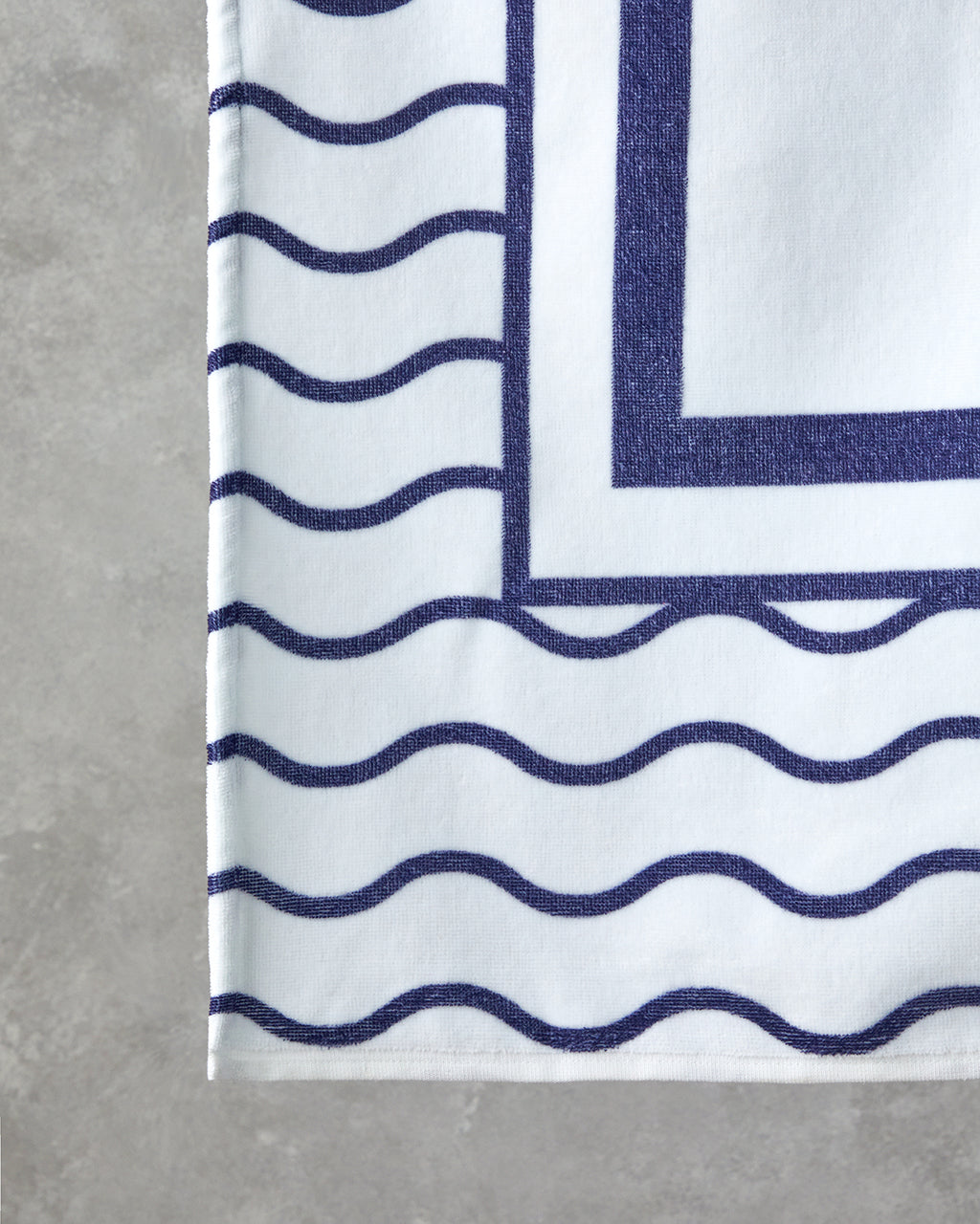 Cotton Beach Towel 90x150 cm Ecru - Navy Blue (view 2)
