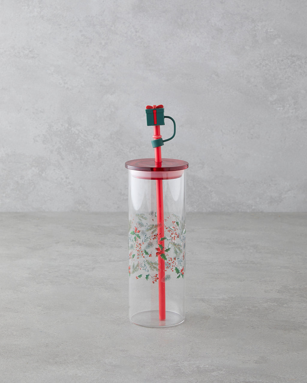 Kokina Borosilicate with Straw Glass 460 ml Red