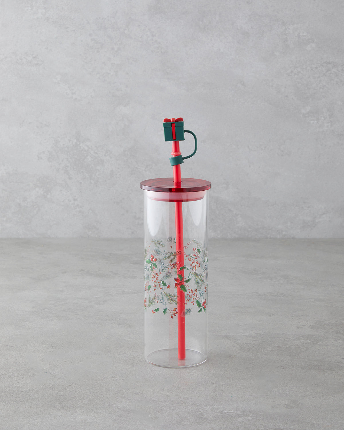 Kokina Borosilicate with Straw Glass 460 ml Red