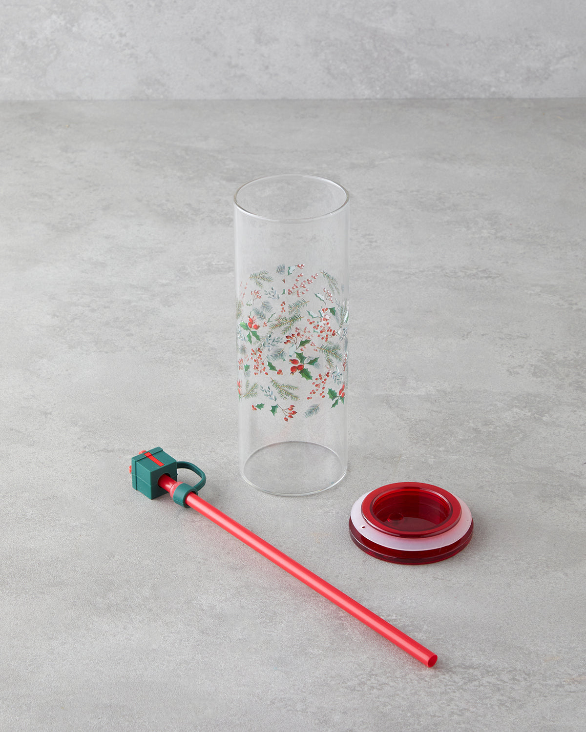 Kokina Borosilicate with Straw Glass 460 ml Red (view 2)