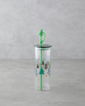 Winter Tree Borosilicate with Straw Glass 460 ml Green
