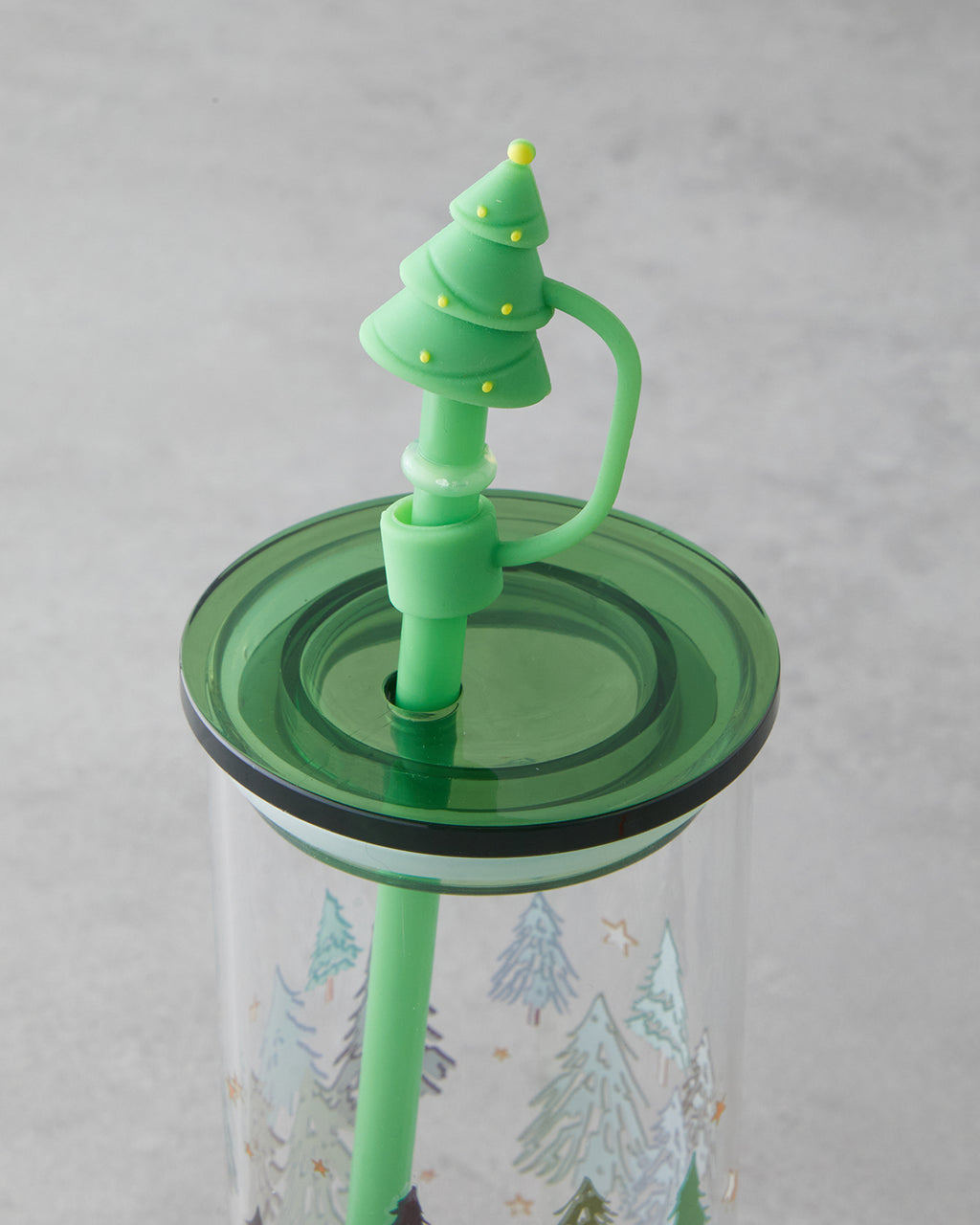 Winter Tree Borosilicate with Straw Glass 460 ml Green (view 3)
