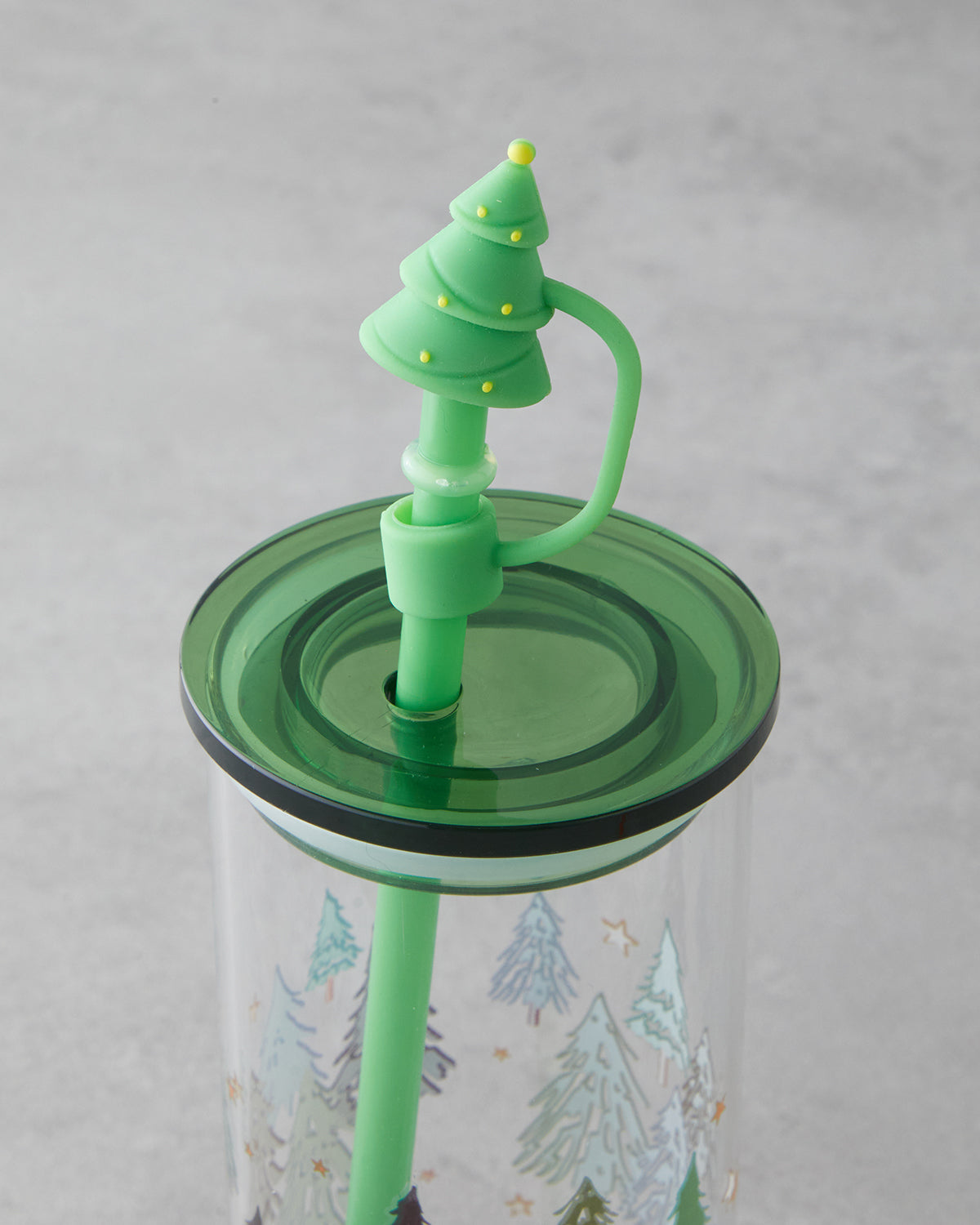 Winter Tree Borosilicate with Straw Glass 460 ml Green (view 3)