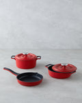 Cast Aluminum Mini Pot Set 14x14x14 cm Red - Black