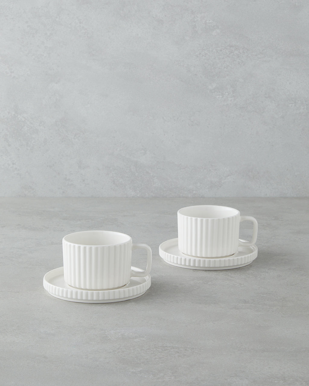 Porcelain 4 Pieces 2 Servings Tea Cup Set 220 ml White