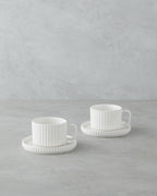 Porcelain 4 Pieces 2 Servings Tea Cup Set 220 ml White