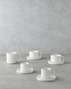 Porcelain 4 Pieces 2 Servings Tea Cup Set 220 ml White (view 5)