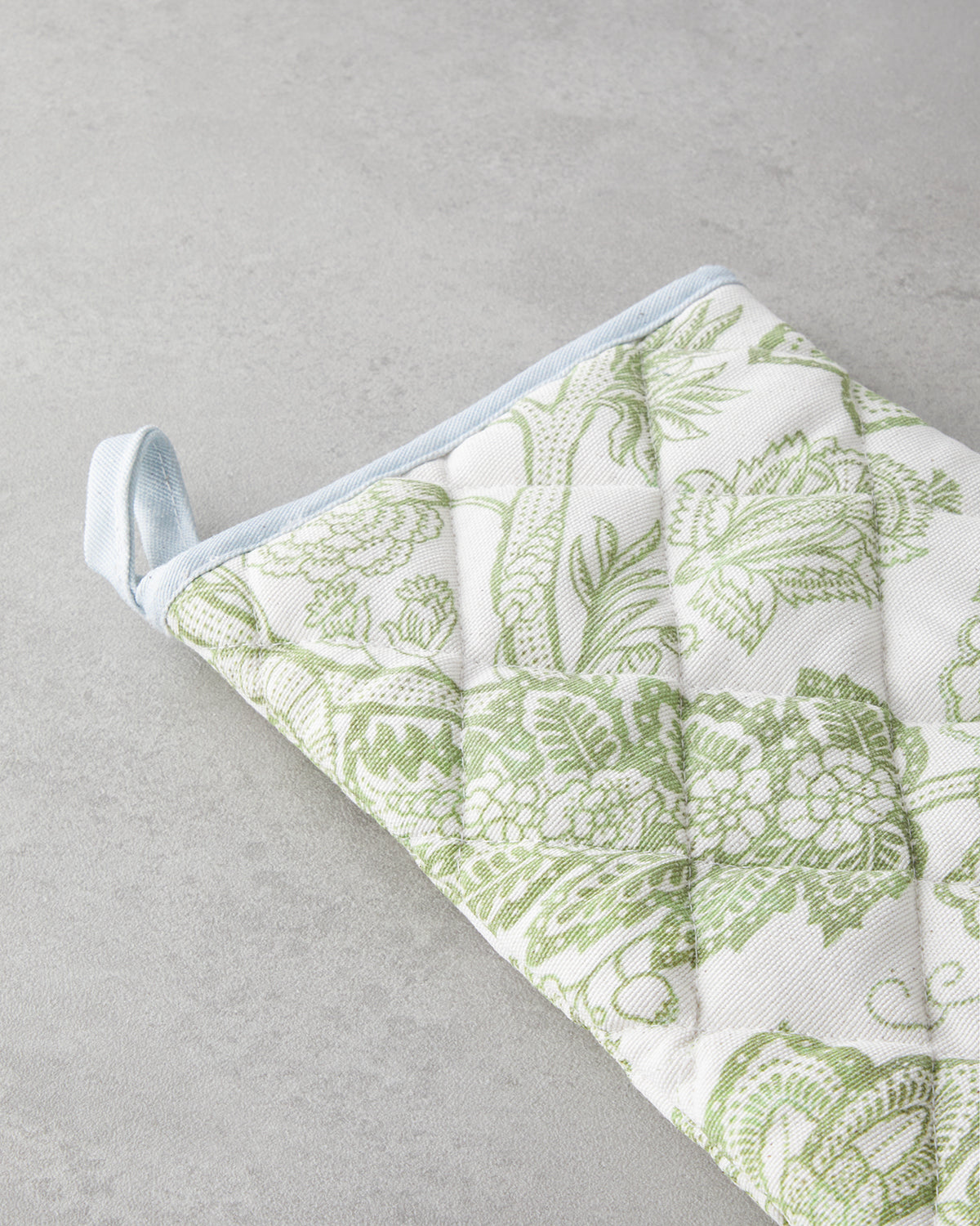 Greenery Cotton Polyester 2 Pieces Kitchen Set 17x30 cm+20x20 cm White - Green (view 2)