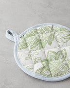 Greenery Cotton Polyester 2 Pieces Kitchen Set 17x30 cm+20x20 cm White - Green (view 3)