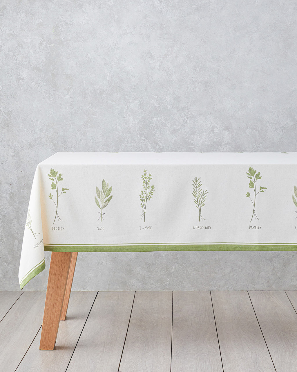 Greeny Cotton Polyester Table Cloth 150x200 cm White - Green