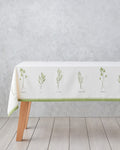 Greeny Cotton Polyester Table Cloth 150x200 cm White - Green