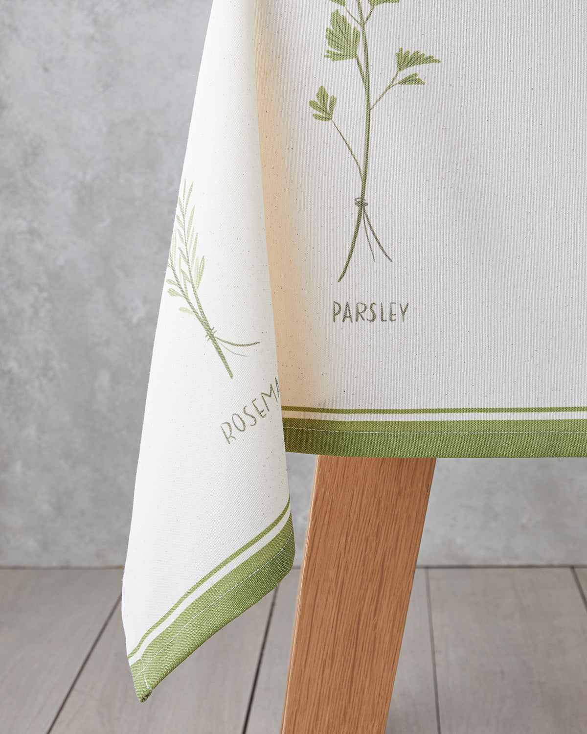 Greeny Cotton Polyester Table Cloth 150x200 cm White - Green (view 2)