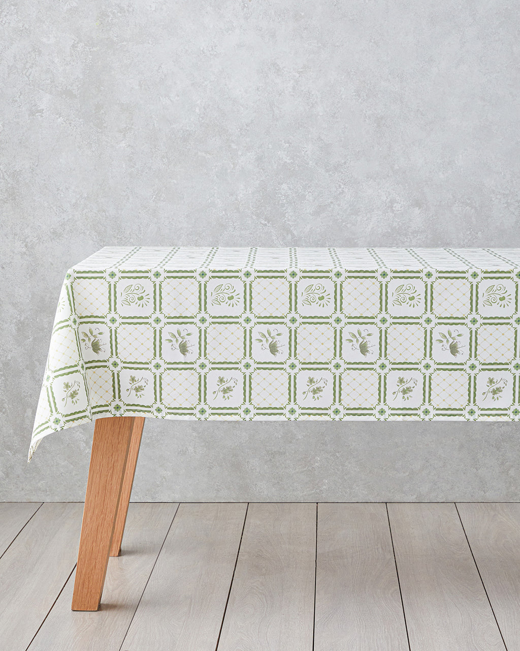 Botanical Garden Cotton Polyester Table Cloth 150x200 cm White - Green