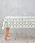 Botanical Garden Cotton Polyester Table Cloth 150x200 cm White - Green