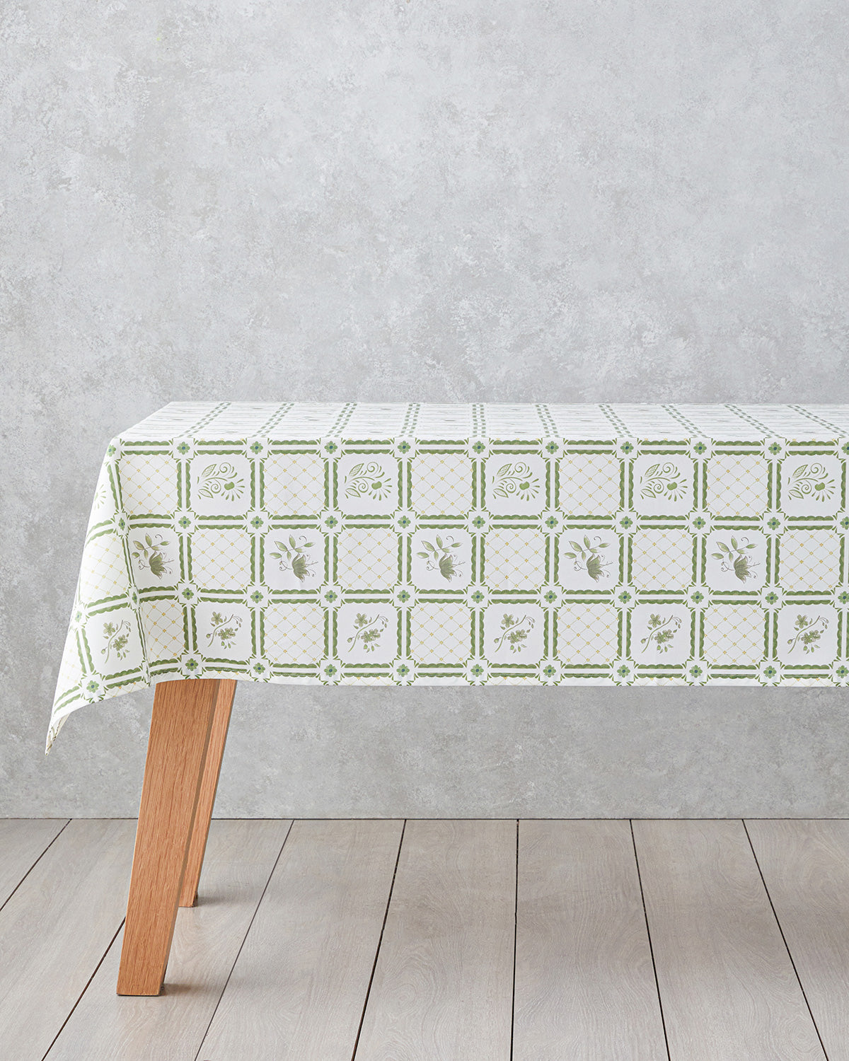 Botanical Garden Cotton Polyester Table Cloth 150x200 cm White - Green