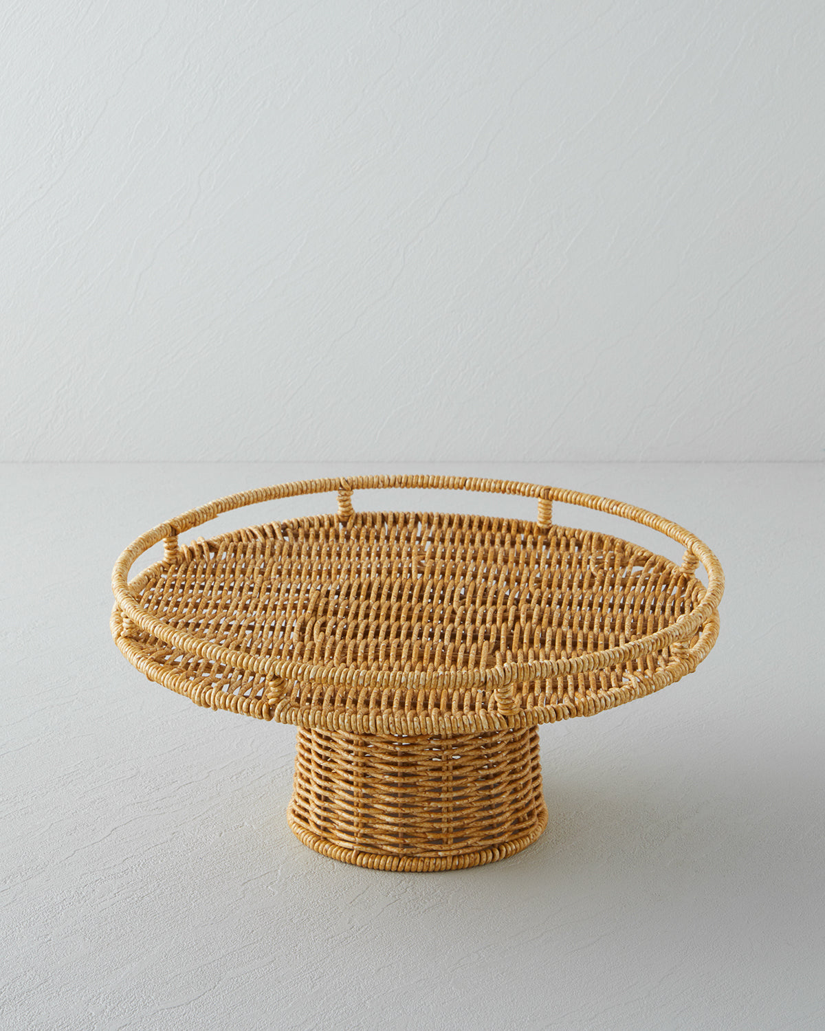 Plastic Rattan Cake Stand 30 cm Light Brown