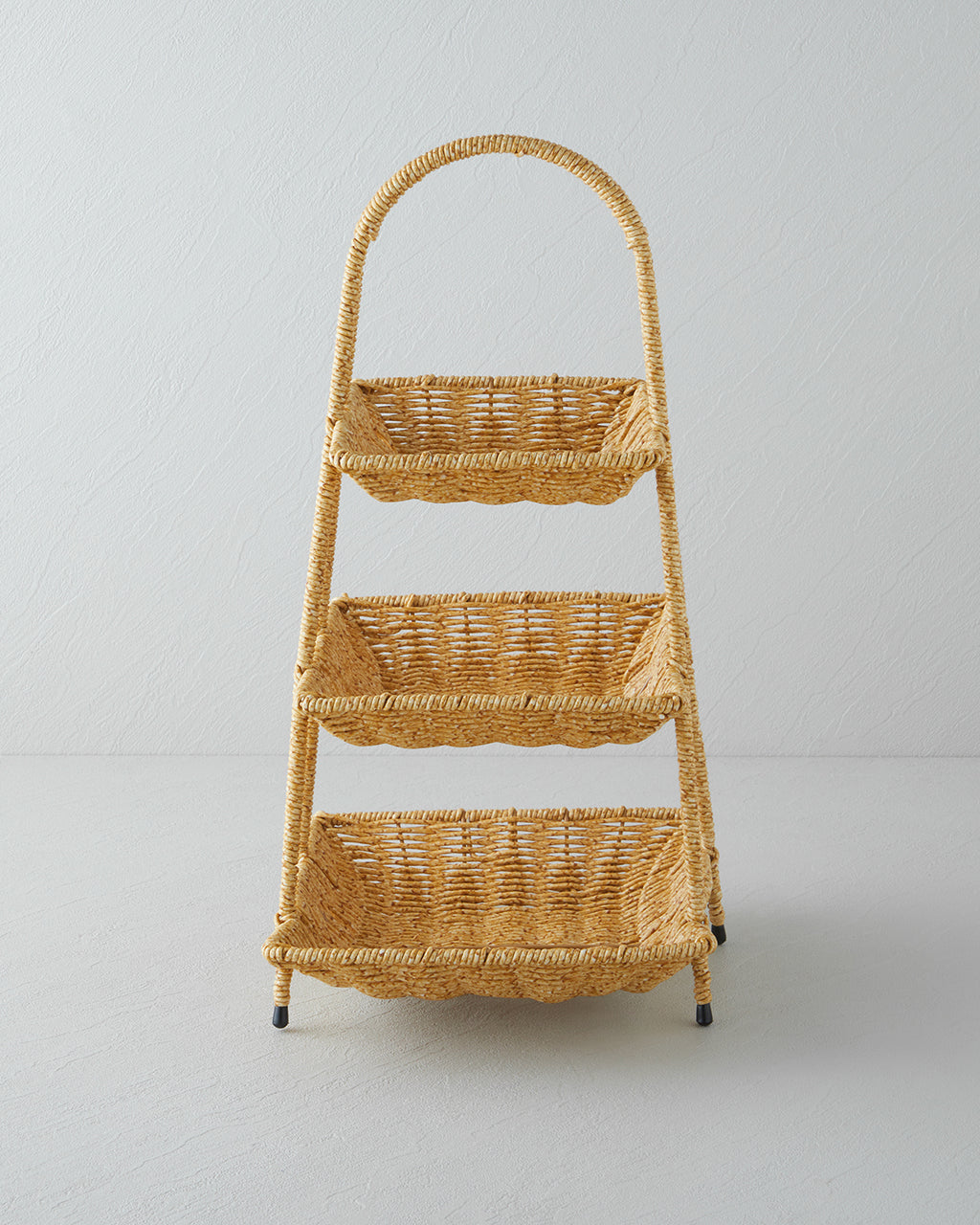 Plastic Rattan Cookie Stand Light Brown - 26x22x44 cm