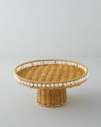 Pearl Plastic Rattan Cake Stand 30 cm Light Brown