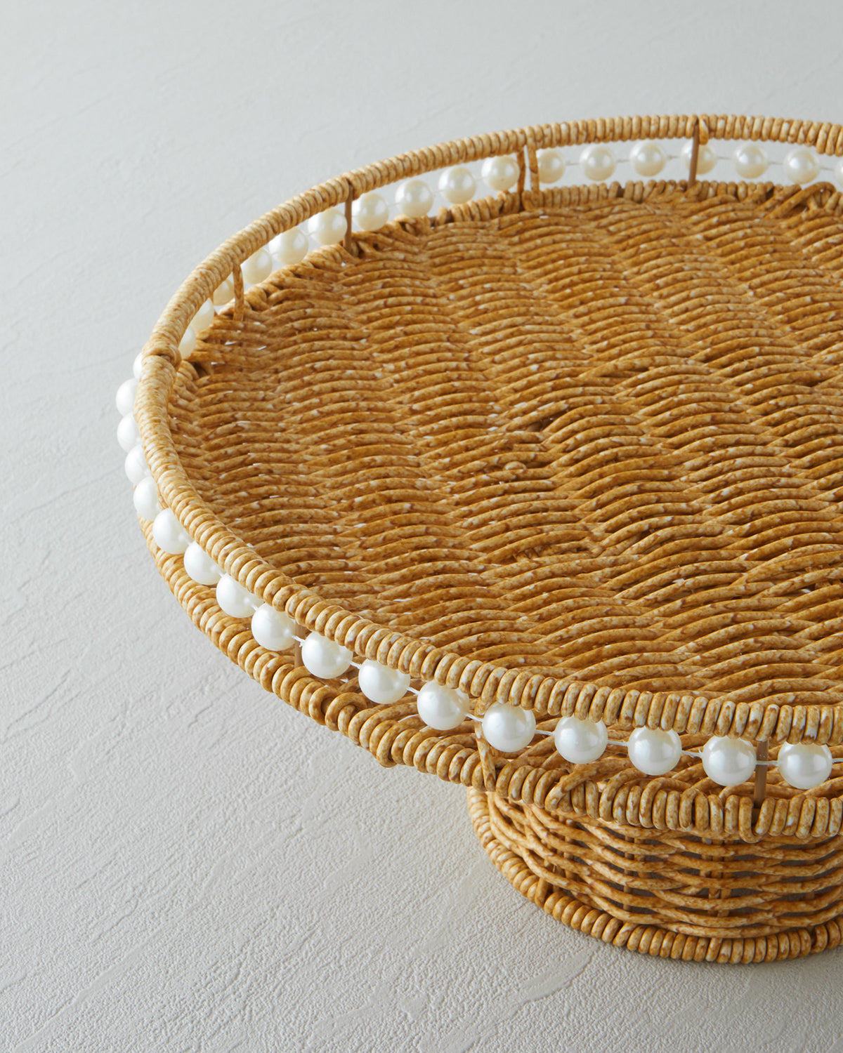 Pearl Plastic Rattan Cake Stand 30 cm Light Brown (view 3)