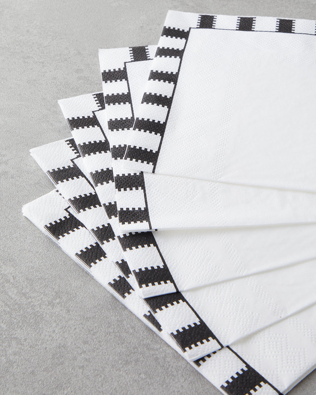 Paper 20 pcs Napkin 33x33 cm Black - White (view 2)