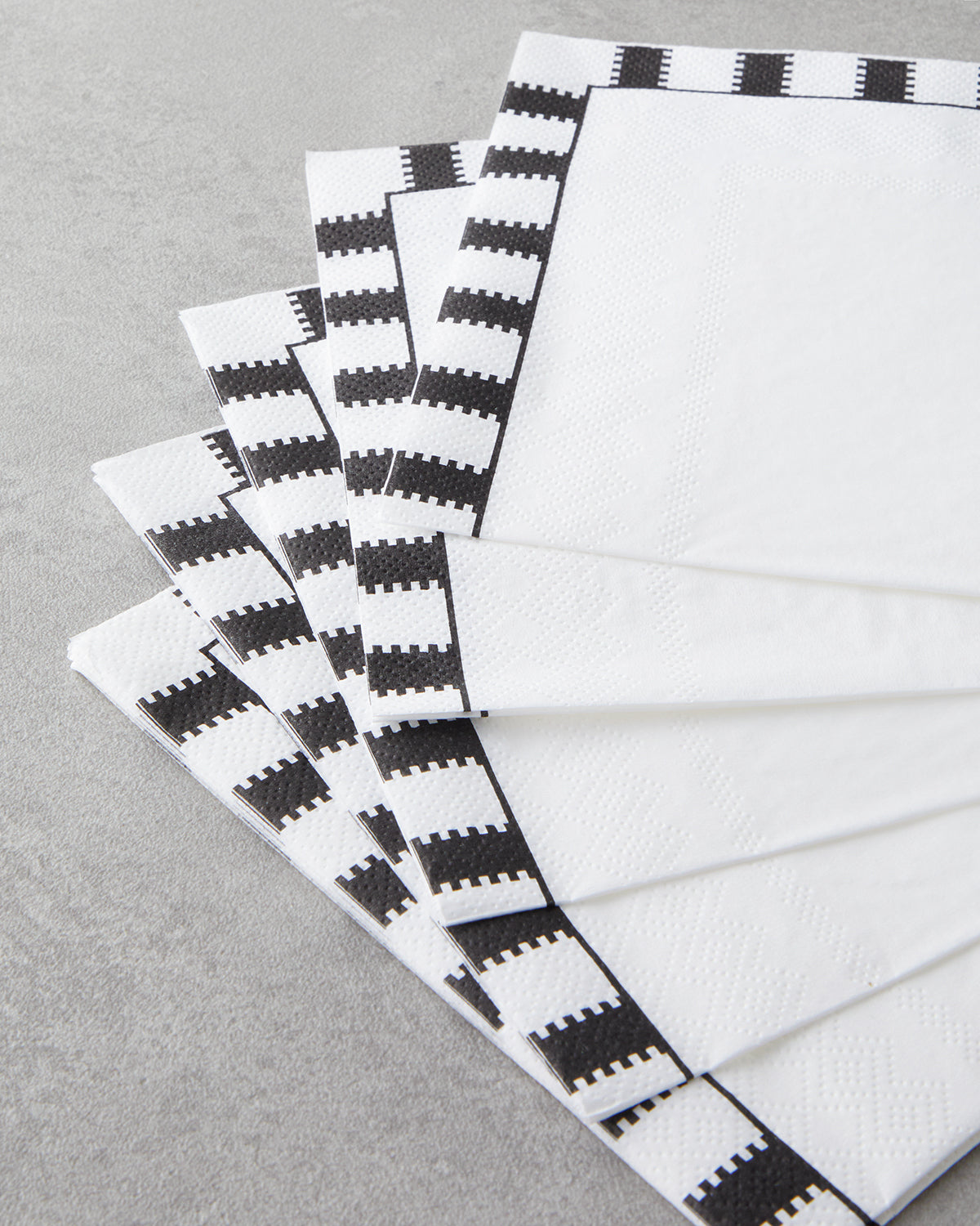 Paper 20 pcs Napkin 33x33 cm Black - White (view 2)