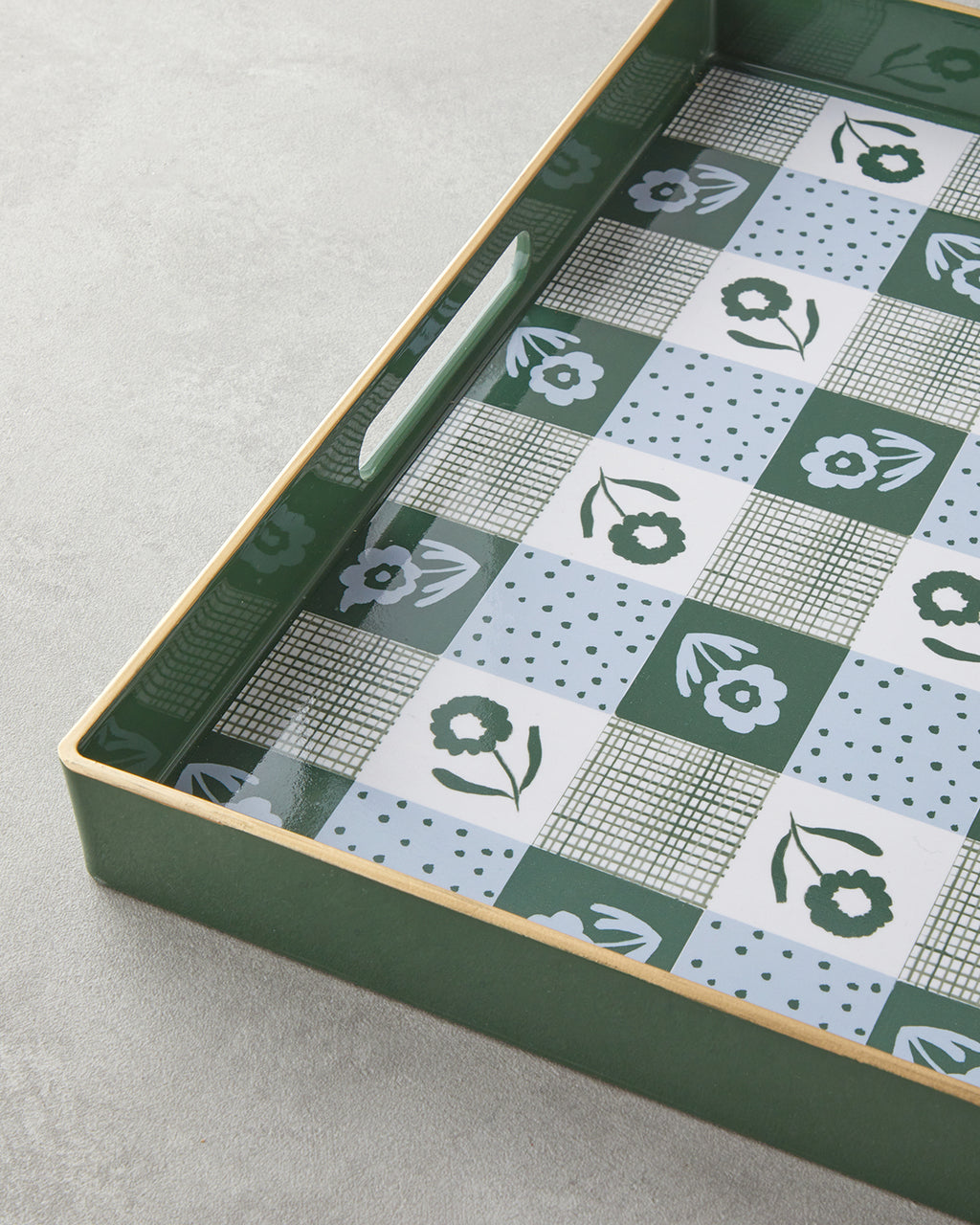 Green Oasis PP Tray 35x35 cm White - Green (view 3)