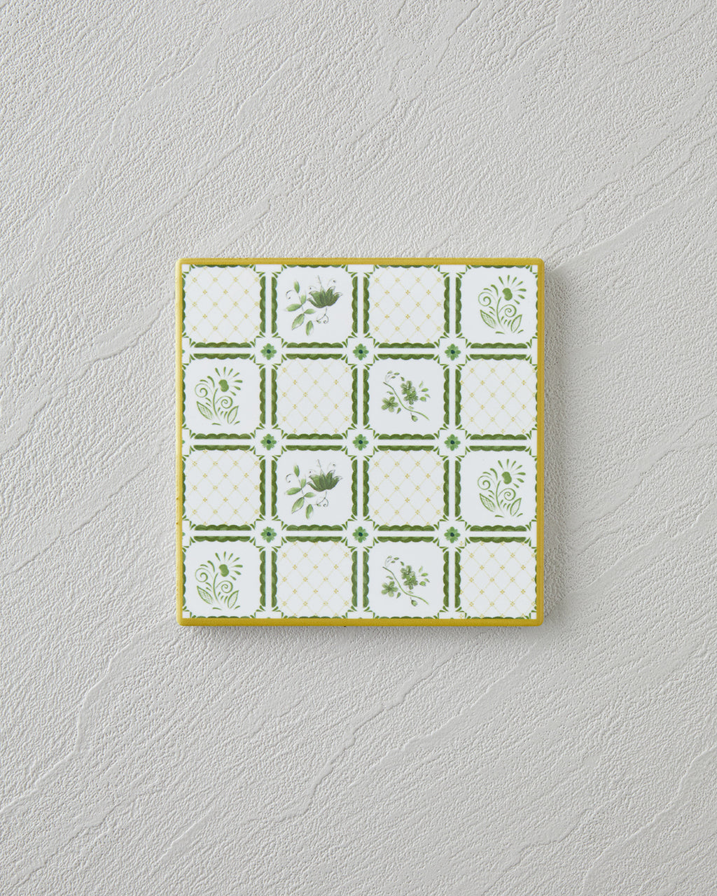 Botanical Garden Ceramic Coaster 10.8x0.8 cm White - Green