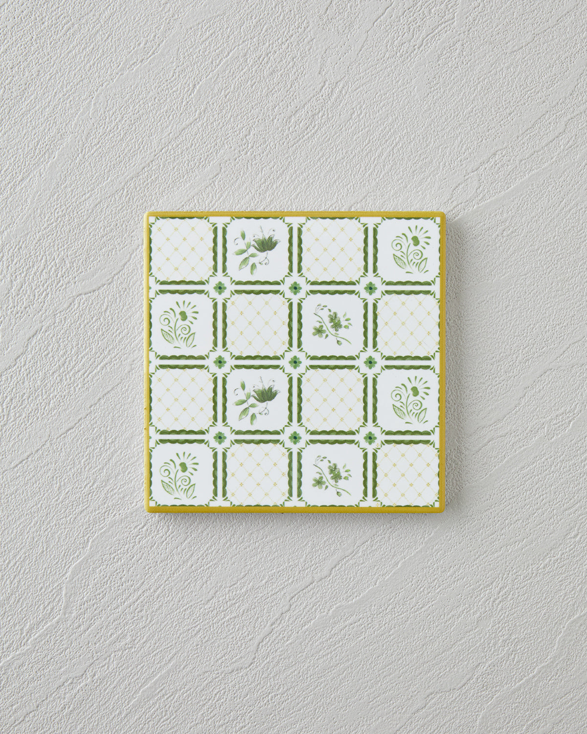 Botanical Garden Ceramic Coaster 10.8x0.8 cm White - Green