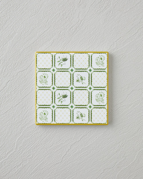 Botanical Garden Ceramic Coaster 10.8x0.8 cm White - Green