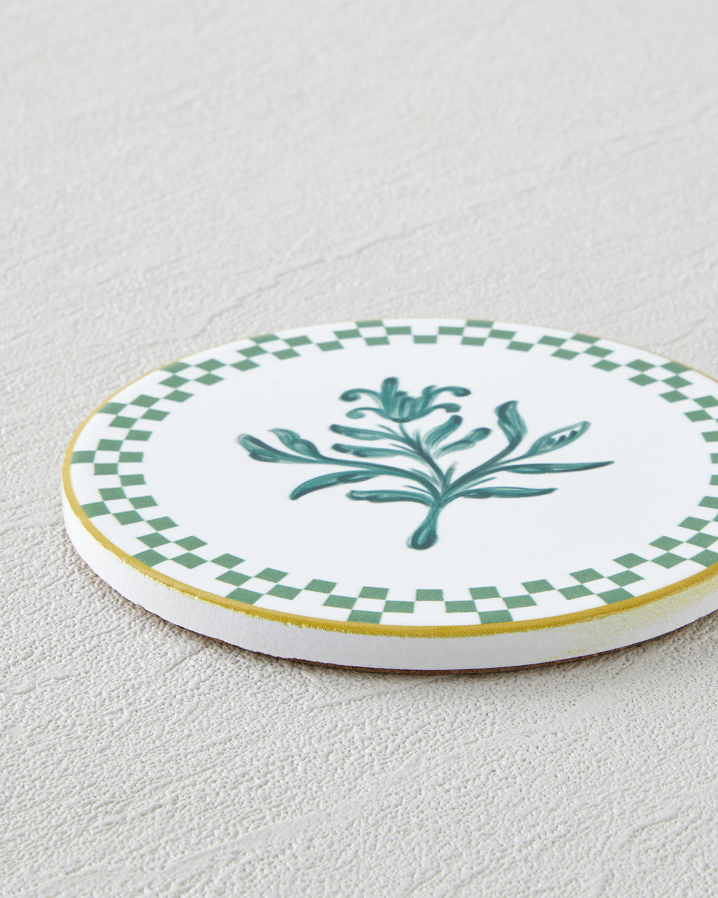 Serina Ceramic Coaster 10.8x0.8 cm White - Green (view 2)